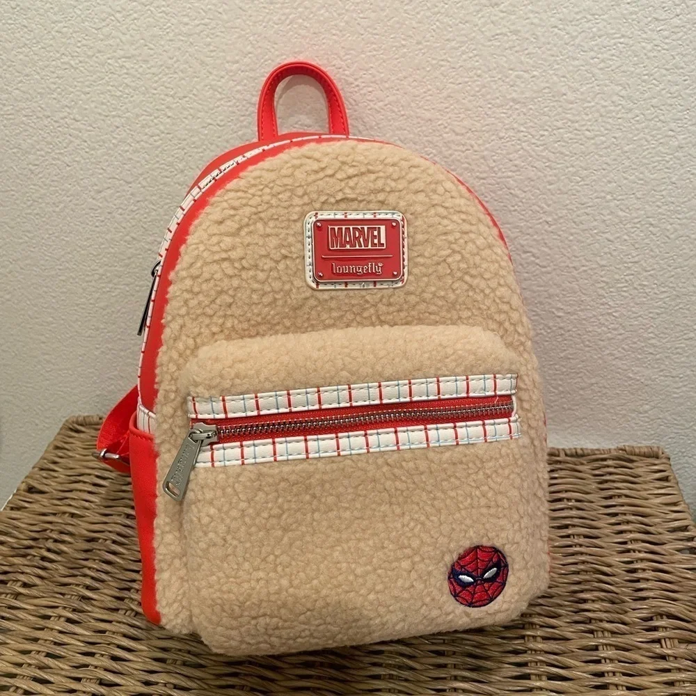 NWT Marvel Loungefly Sherpa Mini Backpack Spider-Man​​​​​​​
